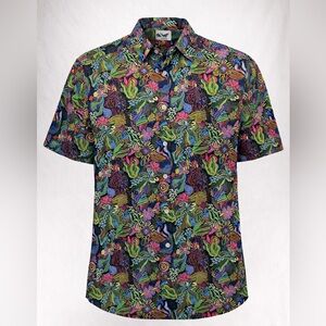 Yiume 1950s Hawaiian Shirt Josephine George Plants Short Sleeve Floral Mens L